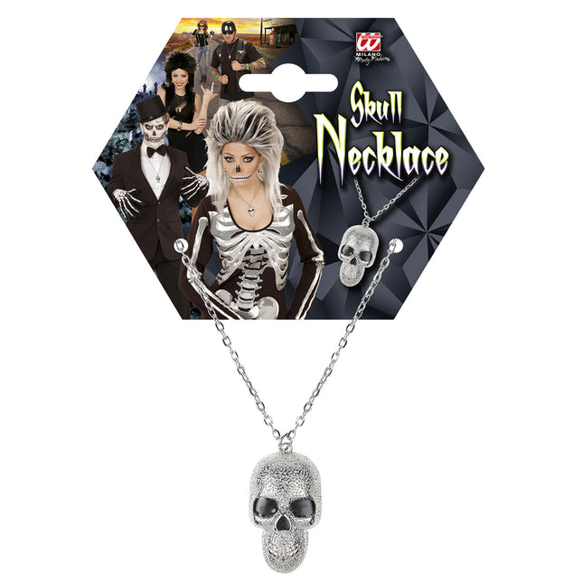 Halloween Halskette Silberner Totenkopf