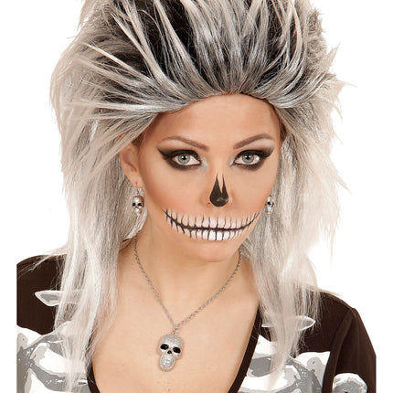 Halloween Halskette Silberner Totenkopf