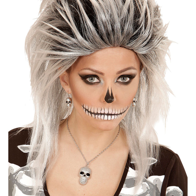 Halloween Halskette Silberner Totenkopf