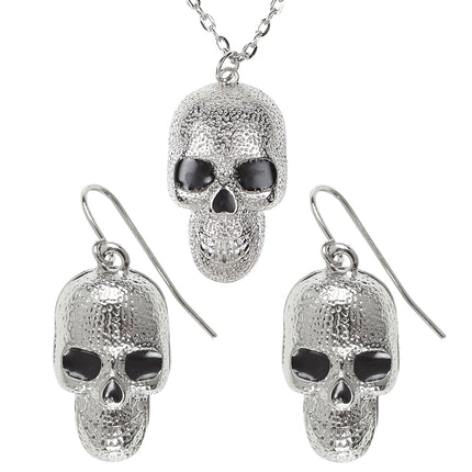 Halloween Accessoires Set Silberner Totenkopf 3 Stück