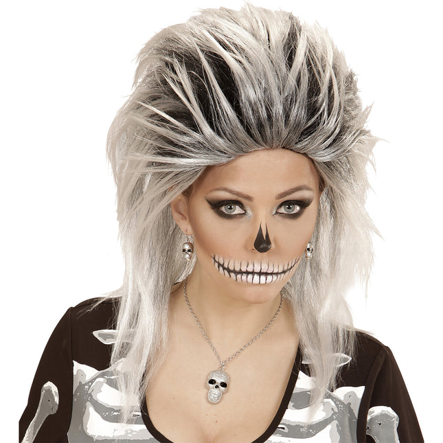 Halloween Accessoires Set Silberner Totenkopf 3 Stück