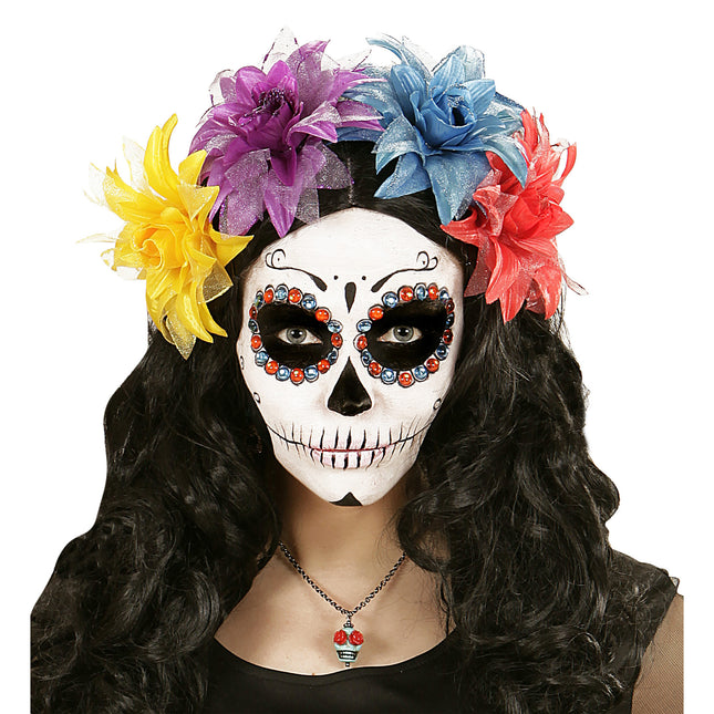 Halloween Halskette Bunter Totenkopf