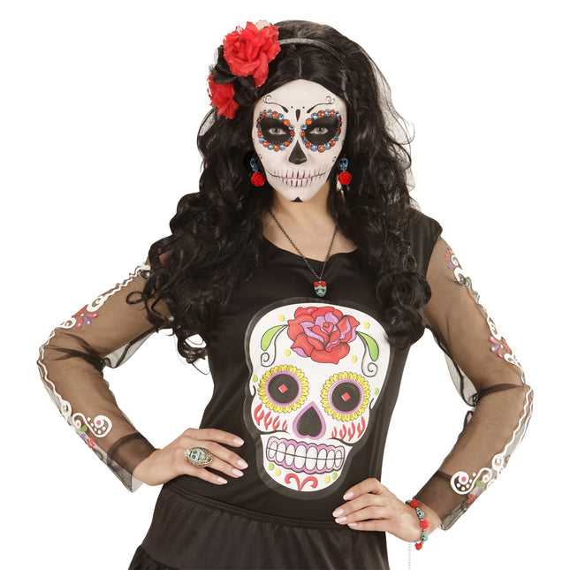 Halloween Halskette Bunter Totenkopf