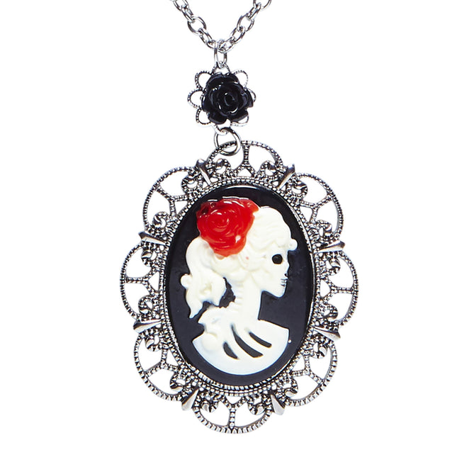Halloween Halskette Totenkopf und Rose