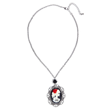 Halloween Halskette Totenkopf und Rose