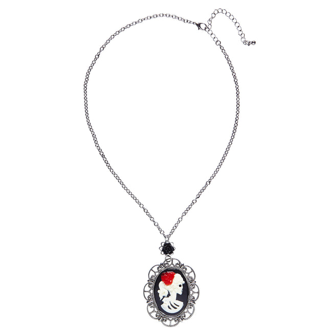 Halloween Halskette Totenkopf und Rose