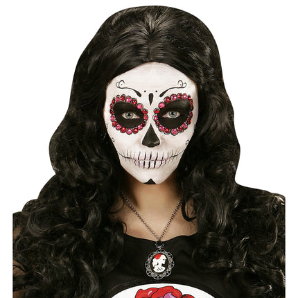 Halloween Halskette Totenkopf und Rose