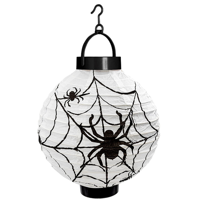 Halloween Laterne Schwarz Weiß Spinnennetz 20cm