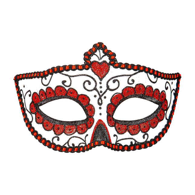 Dia De Los Muertos Augenmaske Rot