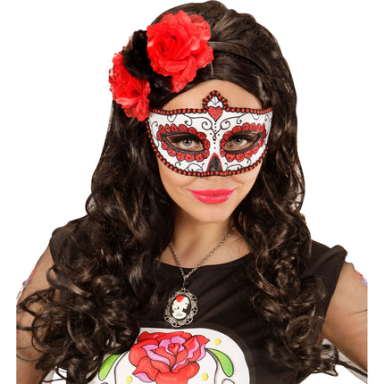 Dia De Los Muertos Augenmaske Rot