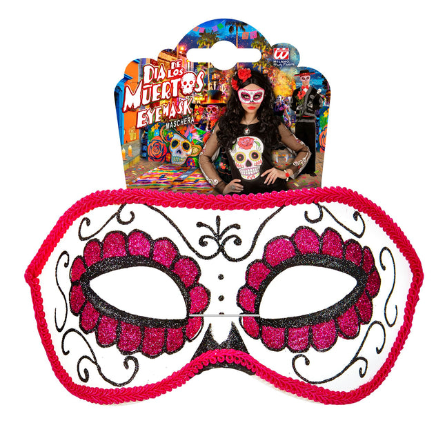 Dia De Los Muertos Augenmaske Rosa