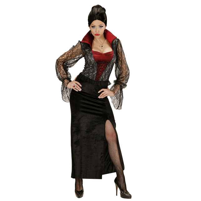 Halloween Kleid Schwarz Damen Vampir