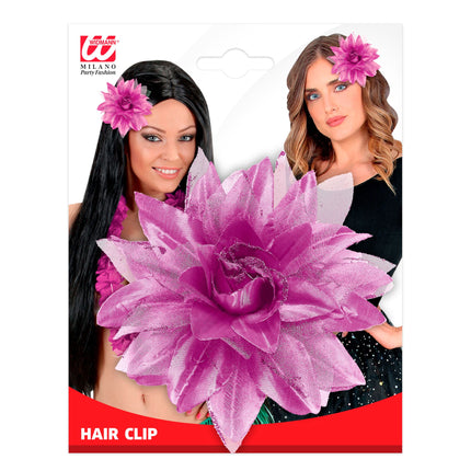 Lila Rosa Haar Blume Glitter