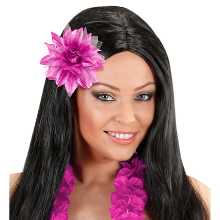 Lila Rosa Haar Blume Glitter