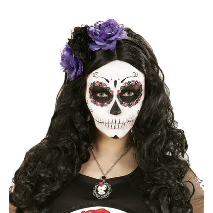 Dia De Los Muertos Haarband Schwarz Lila Blumen
