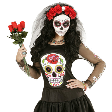 Halloween Haarband Schwarz Rot Schleier