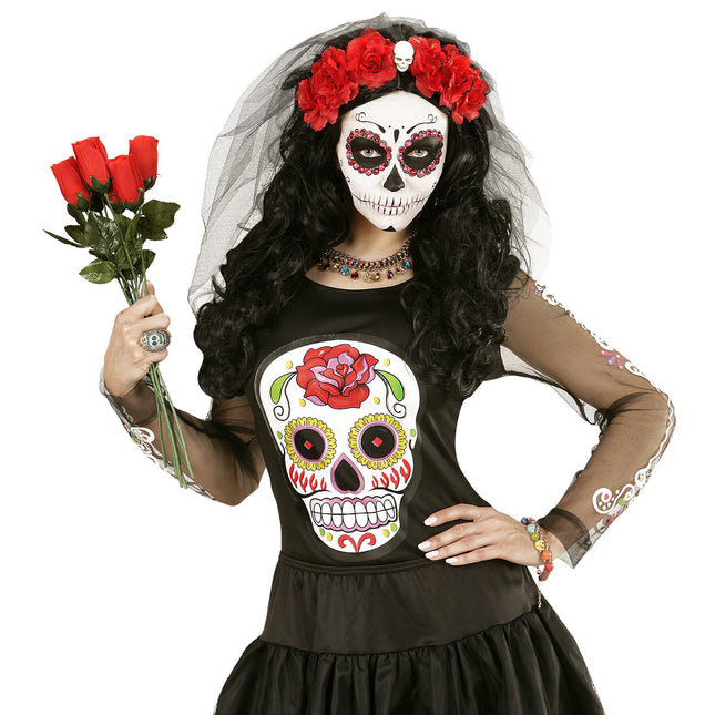 Halloween Haarband Schwarz Rot Schleier