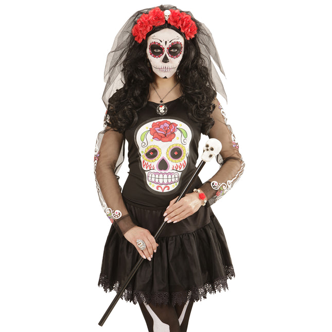 Halloween Haarband Schwarz Rot Schleier