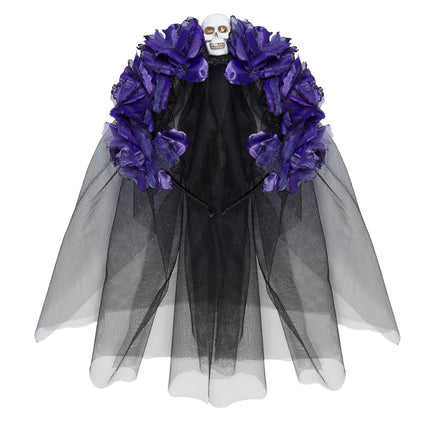 Halloween Haarband Schwarz Lila Schleier