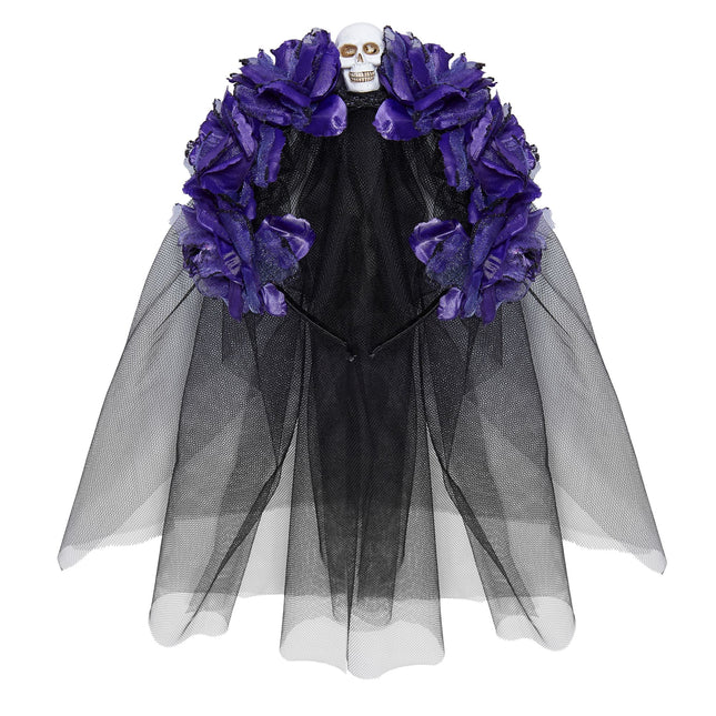 Halloween Haarband Schwarz Lila Schleier
