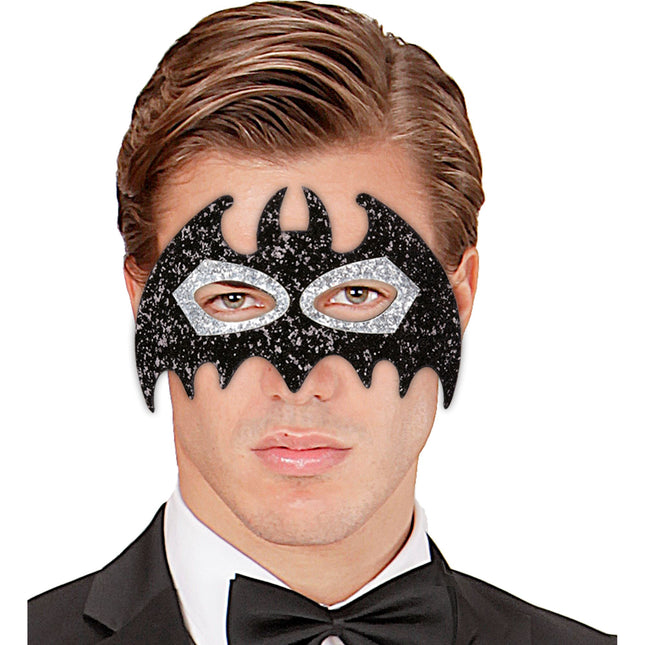 Halloween Augenmaske Schwarz Silber Fledermaus