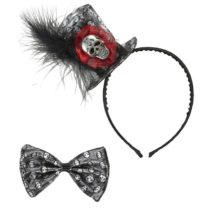 Halloween Accessoire Set Haarband und Schleife Metellic 2tlg