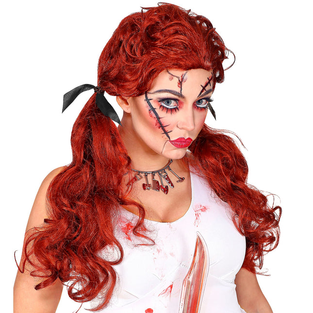 Halloween Perücke Rote Puppe