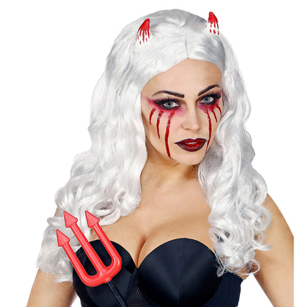 Halloween Perücke Weißer Strich