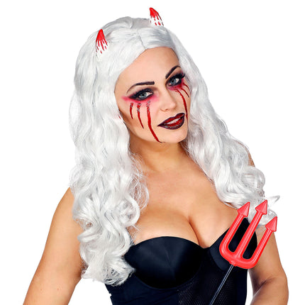 Halloween Perücke Weißer Strich