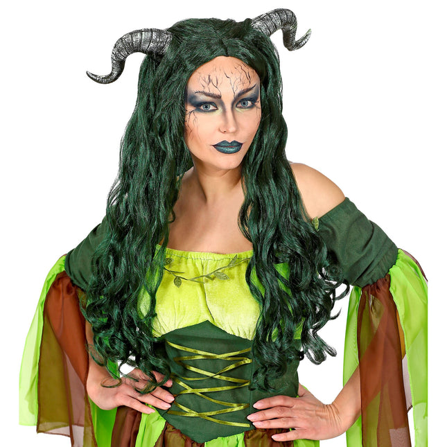 Halloween Perücke Grüne Waldhexe