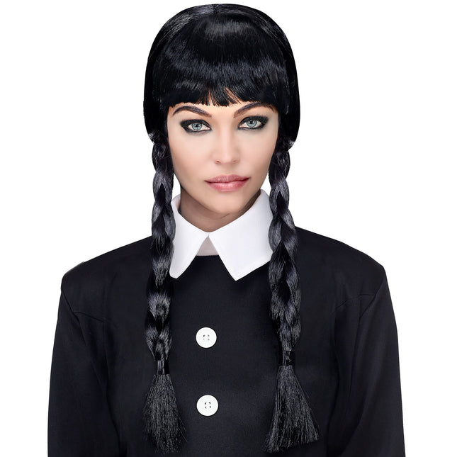 Halloween Perücke Schwarze Zöpfe