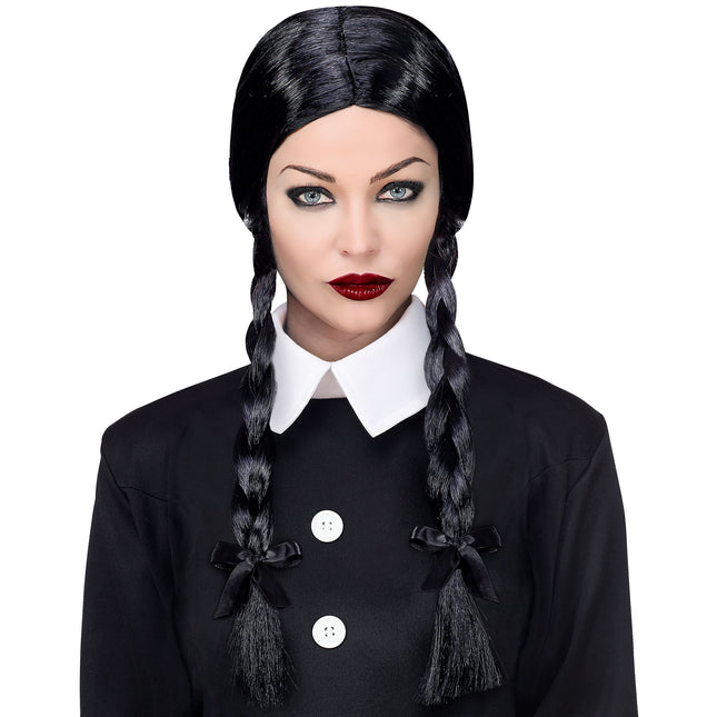 Halloween Perücke Schwarze Zöpfe Langes Haar