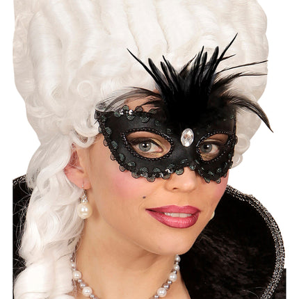 Schwarze Augenmaske mit Pailletten und Glitzer