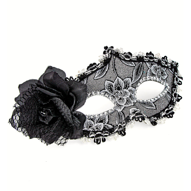 Halloween Augenmaske Schwarze Rose