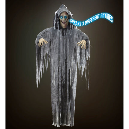 Halloween-Puppe Grauer Zombie mit Sound, Licht und Bewegung