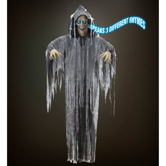 Halloween-Puppe Grauer Zombie mit Sound, Licht und Bewegung