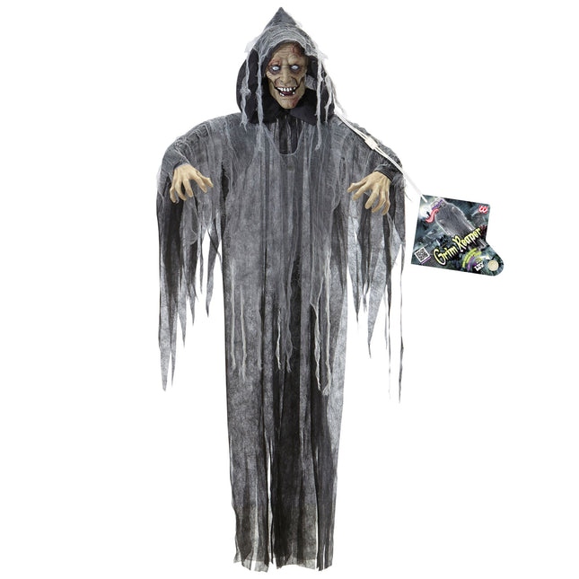 Halloween-Puppe Grauer Zombie mit Sound, Licht und Bewegung