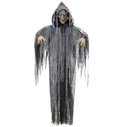 Halloween-Puppe Grauer Zombie mit Sound, Licht und Bewegung