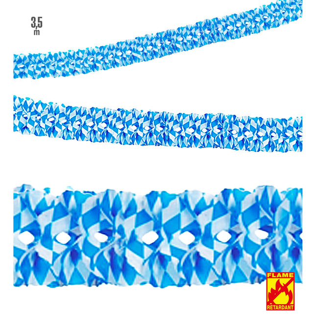 Oktoberfest Girlande Blau Weiß Feuerhemmend 3,5m