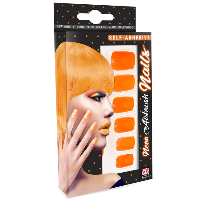 Neon Orange Fake Nails