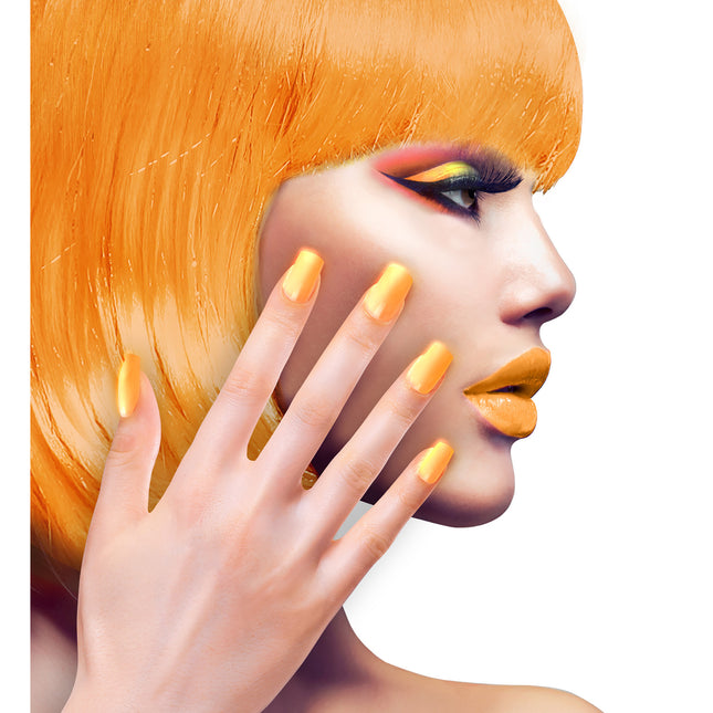 Neon Orange Fake Nails