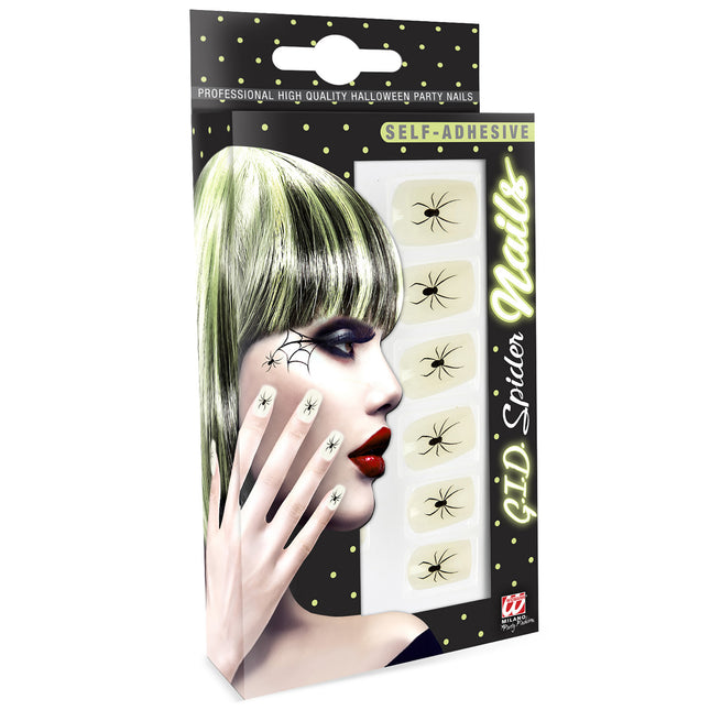 Halloween Fake Nails Spider Glow In The Dark