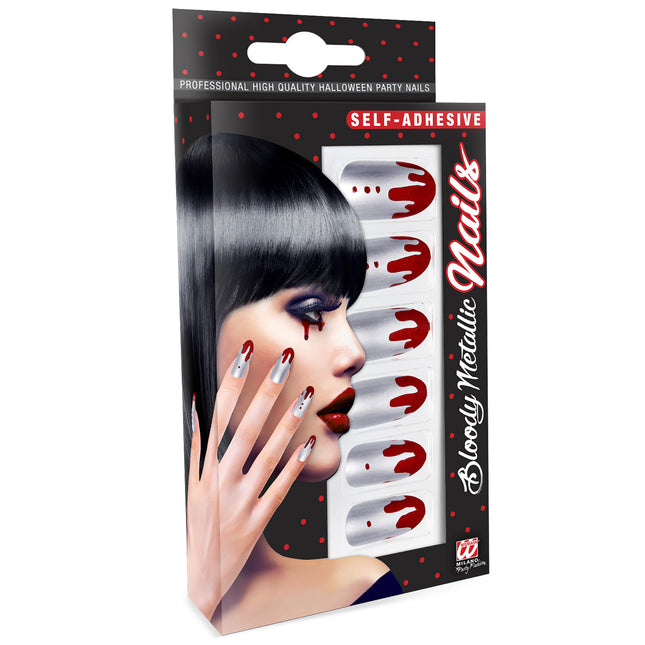 Halloween Fake Nails Silbernes Blut