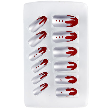 Halloween Fake Nails Silbernes Blut