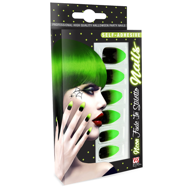 Halloween Fake Nägel Schwarz Grün