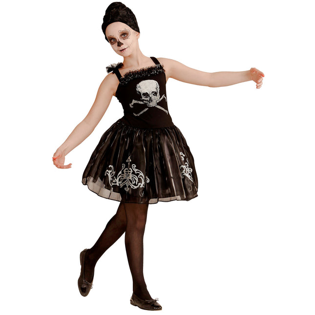 Halloween Kleid Mädchen Ballerina Totenkopf