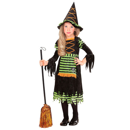 Halloween Kleid Schwarz Grün Mädchen Hexe