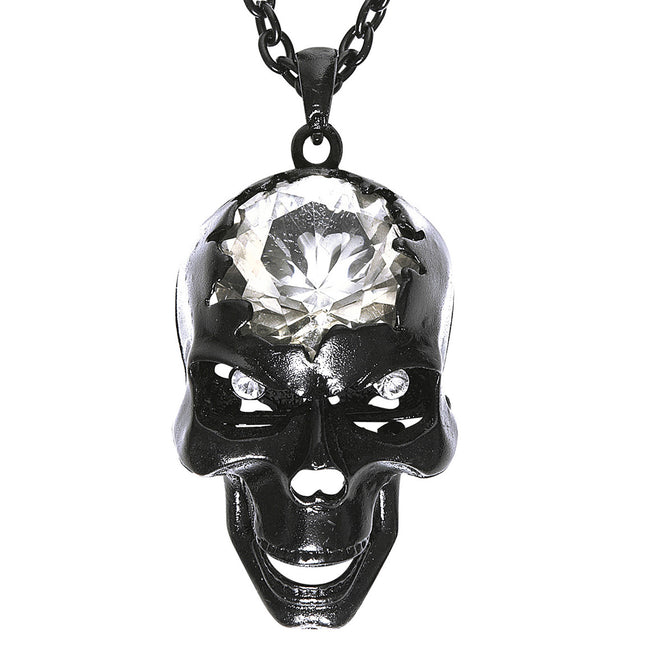 Halloween Halskette Totenkopf mit Edelstein
