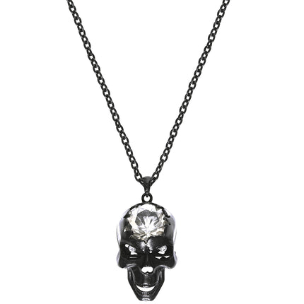 Halloween Halskette Totenkopf mit Edelstein