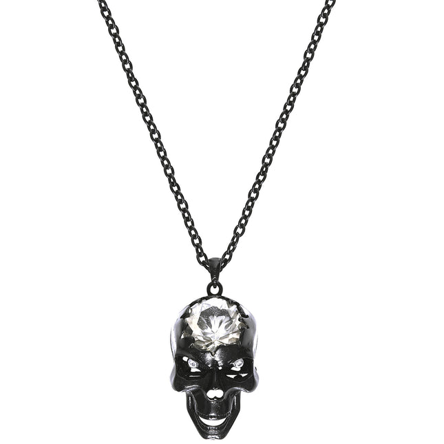 Halloween Halskette Totenkopf mit Edelstein